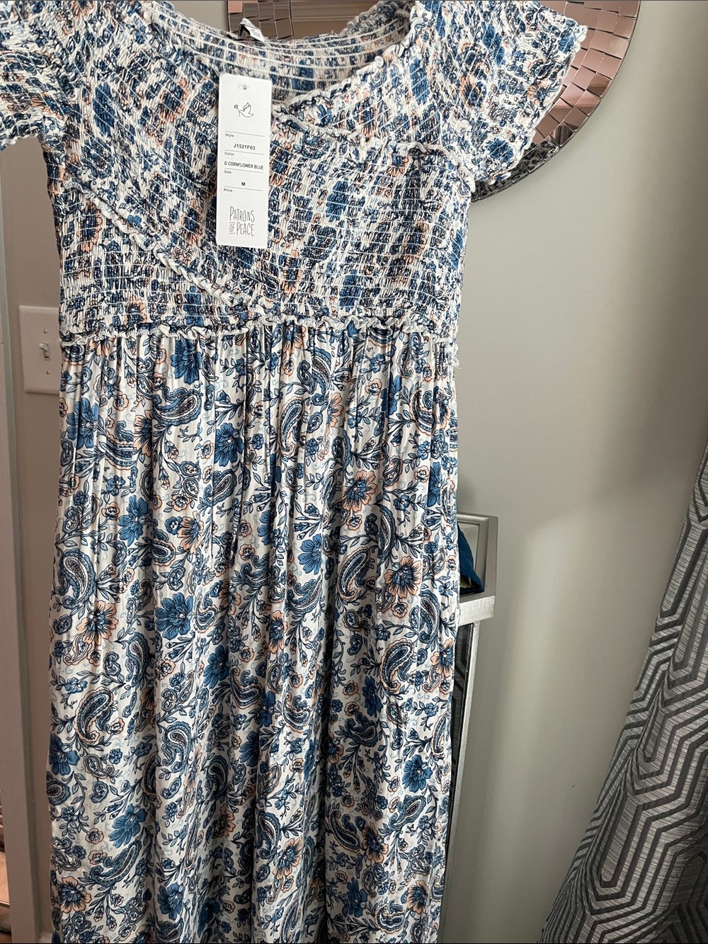 Patrons of Peace Blue & Cream Paisley Jumpsuit Romper